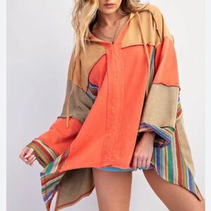 NWT Easel Colorful Boho Oversized Hoodie Size Large